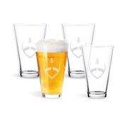 Wholesale - 4pc 16oz GLASS BEER MUGS W/ FOOTBALL DECAL C/P 6, UPC: 849808011616